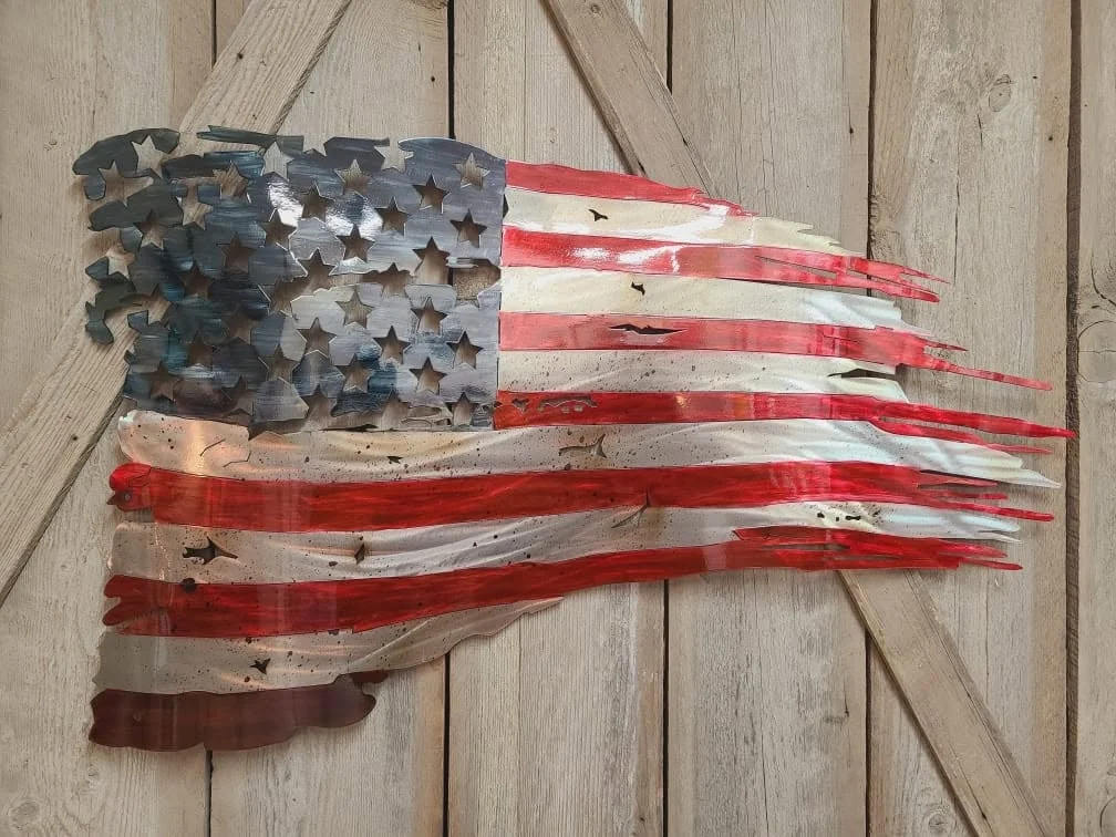 The completed flag wall piece.