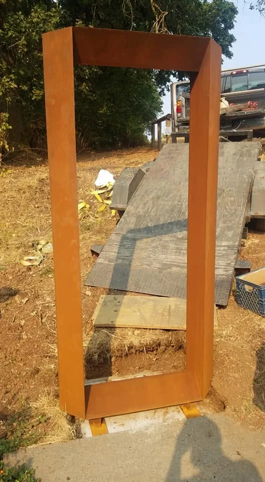 The metal frame outdoors.