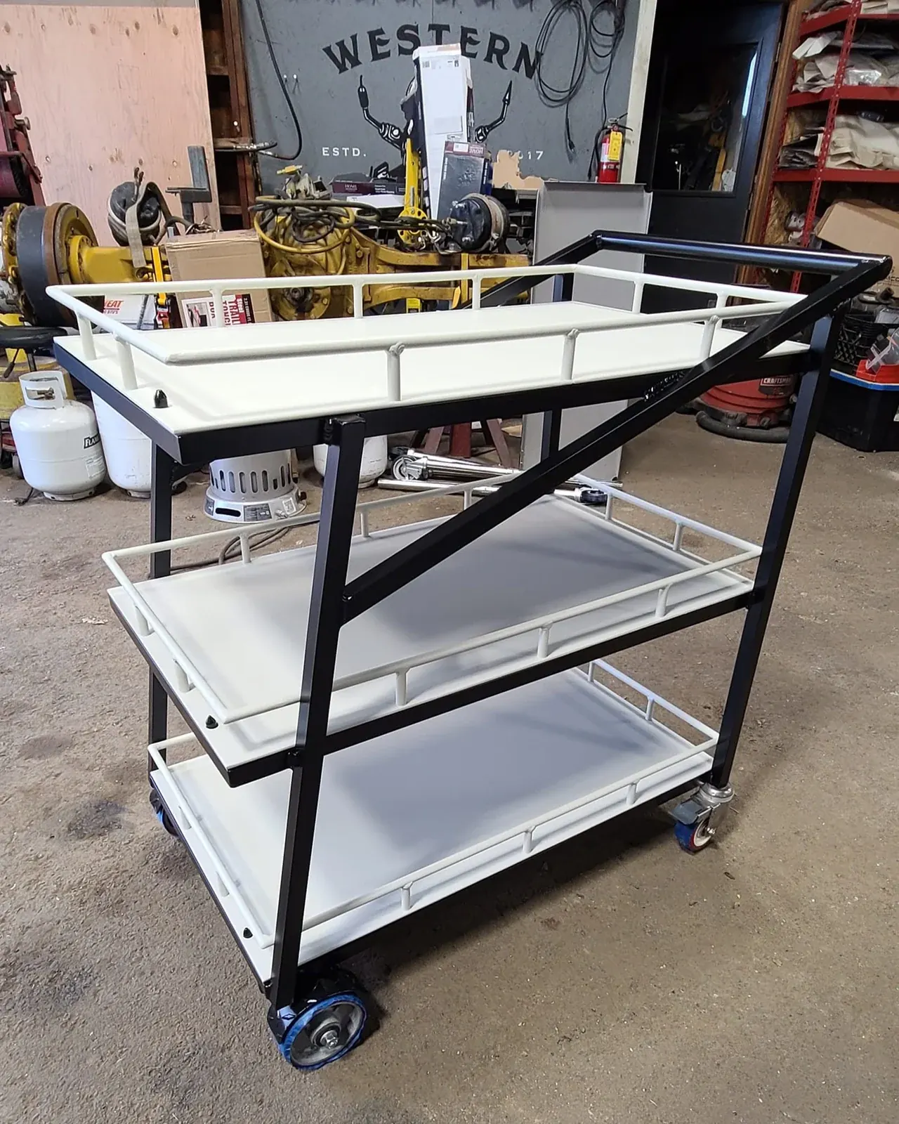 The completed three-tier cart.