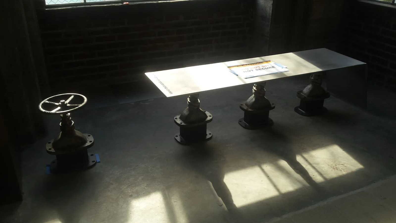 The table and stools together.