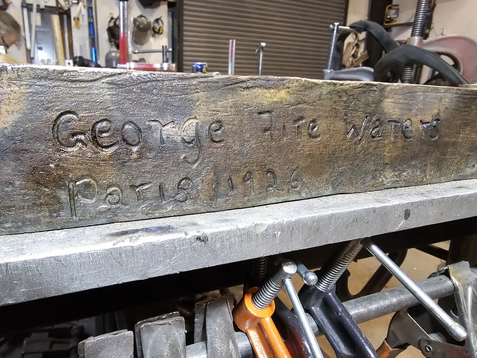 Original inscription reading George Fite Waters, Paris 1926, on a retained side of the base.