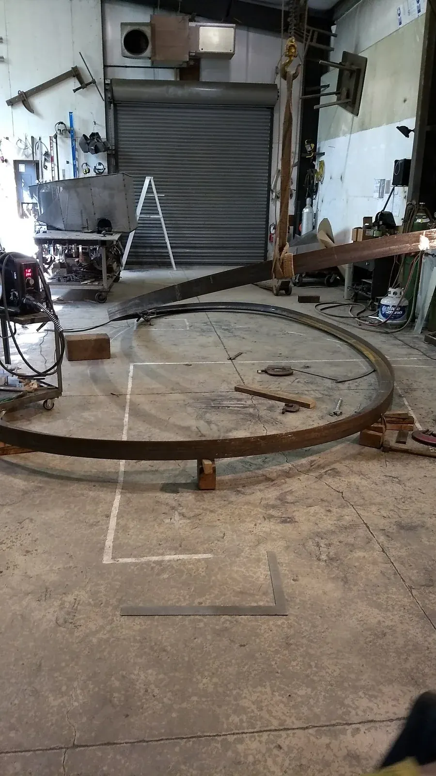 The large loop supported during fabrication.